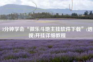 3分钟学会“微乐斗地主挂软件下载”(透视)开挂详细教程