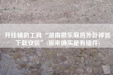 开挂辅助工具“湖南微乐麻将外卦神器下载安装	”(原来确实是有插件)