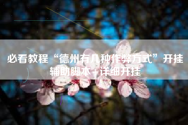 必看教程“德州有几种作弊方式”开挂辅助脚本+详细开挂