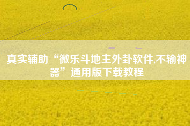 真实辅助“微乐斗地主外卦软件,不输神器”通用版下载教程