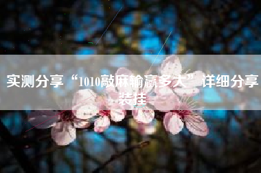 实测分享“1010敲麻输赢多大”详细分享装挂