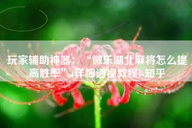 玩家辅助神器：“微乐湖北麻将怎么提高胜率”(详细透视教程)-知乎