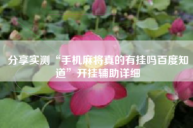 分享实测“手机麻将真的有挂吗百度知道	”开挂辅助详细