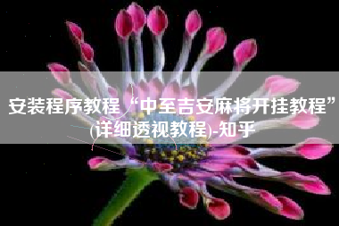 安装程序教程“中至吉安麻将开挂教程	”(详细透视教程)-知乎