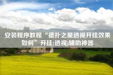 安装程序教程“德扑之星透视开挂效果如何	”开挂(透视)辅助神器