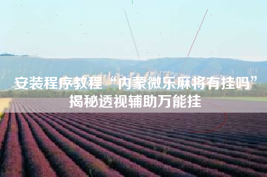 安装程序教程“内蒙微乐麻将有挂吗	”揭秘透视辅助万能挂