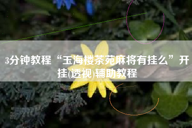 3分钟教程“玉海楼茶苑麻将有挂么”开挂(透视)辅助教程