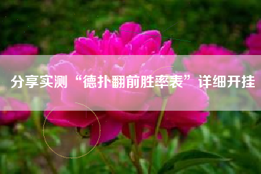 分享实测“德扑翻前胜率表”详细开挂