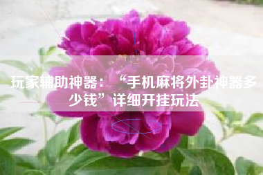 玩家辅助神器：“手机麻将外卦神器多少钱”详细开挂玩法