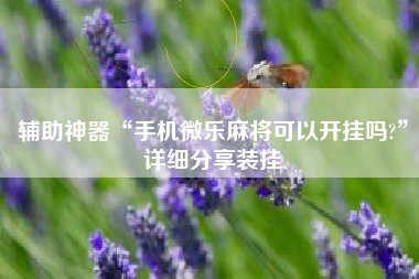 辅助神器“手机微乐麻将可以开挂吗?”详细分享装挂