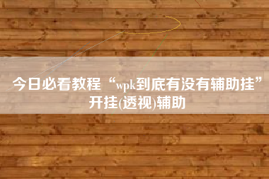 今日必看教程“wpk到底有没有辅助挂”开挂(透视)辅助