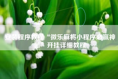 安装程序教程“微乐麻将小程序必赢神器	”开挂详细教程