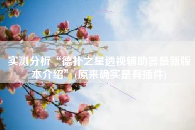 实测分析“德扑之星透视辅助器最新版本介绍”(原来确实是有插件)