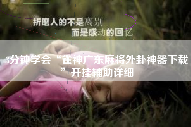 3分钟学会“雀神广东麻将外卦神器下载”开挂辅助详细