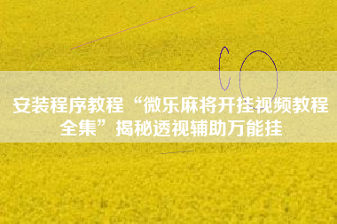 安装程序教程“微乐麻将开挂视频教程全集”揭秘透视辅助万能挂