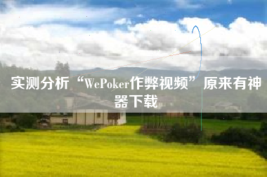 实测分析“WePoker作弊视频”原来有神器下载