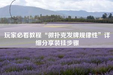 玩家必看教程“微扑克发牌规律性	”详细分享装挂步骤