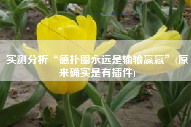 实测分析“德扑圈永远是输输赢赢”(原来确实是有插件)