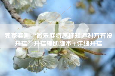 独家实测“微乐麻将怎样知道对方有没开挂	”开挂辅助脚本+详细开挂