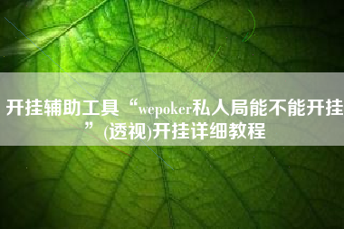 开挂辅助工具“wepoker私人局能不能开挂	”(透视)开挂详细教程