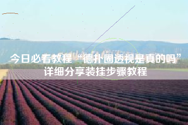 今日必看教程“德扑圈透视是真的吗	”详细分享装挂步骤教程