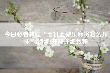 今日必看教程“手机上微乐麻将怎么开挂	”(透视)开挂详细教程