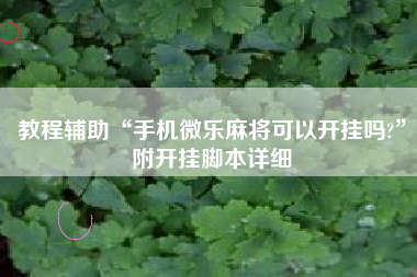 教程辅助“手机微乐麻将可以开挂吗?	”附开挂脚本详细