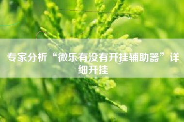 专家分析“微乐有没有开挂辅助器”详细开挂