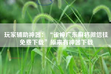 玩家辅助神器:“雀神广东麻将微信挂免费下载”原来有神器下载 玩家辅助神器:“雀神广东麻将微信挂免费下载”原来有神器下载