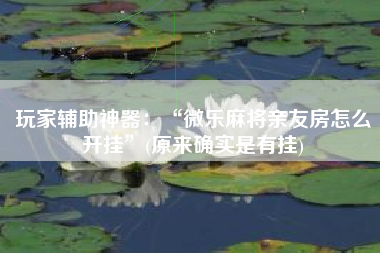 玩家辅助神器：“微乐麻将亲友房怎么开挂	”(原来确实是有挂)