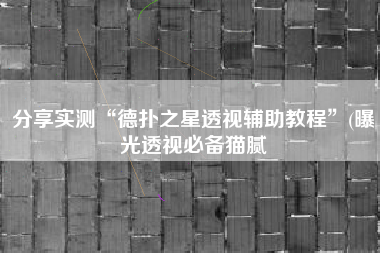 分享实测“德扑之星透视辅助教程”(曝光透视必备猫腻