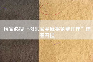 玩家必搜“微乐家乡麻将免费开挂”详细开挂