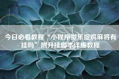 今日必看教程“小程序微乐捉鸡麻将有挂吗”附开挂脚本详细教程