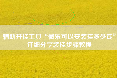 辅助开挂工具“微乐可以安装挂多少钱	”详细分享装挂步骤教程