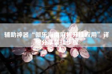 辅助神器“微乐海南麻将开挂应用	”详细分享装挂步骤