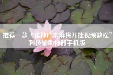 推荐一款“雀神广东麻将开挂视频教程”科技辅助神器手机版