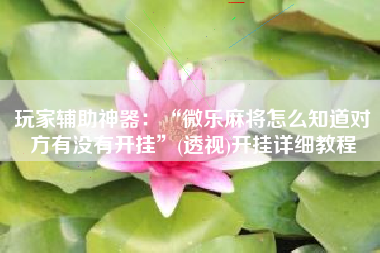 玩家辅助神器：“微乐麻将怎么知道对方有没有开挂	”(透视)开挂详细教程