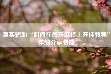 真实辅助“如何在微乐麻将上开挂教程	”详细分享装挂