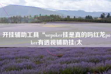 开挂辅助工具“wepoker挂是真的吗红龙poker有透视辅助挂(太