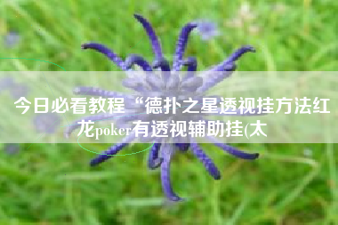 今日必看教程“德扑之星透视挂方法红龙poker有透视辅助挂(太 今日必看教程“德扑之星透视挂方法红龙poker有透视辅助挂(太