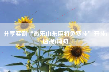 分享实测“微乐山东麻将免费挂	”开挂(透视)辅助