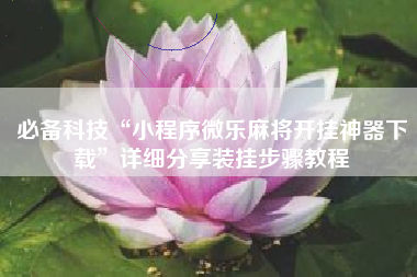 必备科技“小程序微乐麻将开挂神器下载”详细分享装挂步骤教程