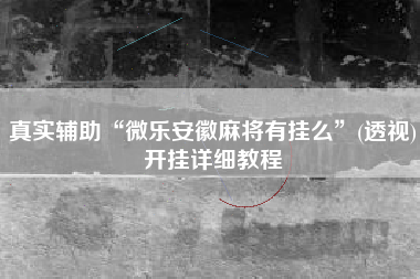 真实辅助“微乐安徽麻将有挂么	”(透视)开挂详细教程