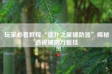 玩家必看教程“德扑之星辅助器”揭秘透视辅助万能挂