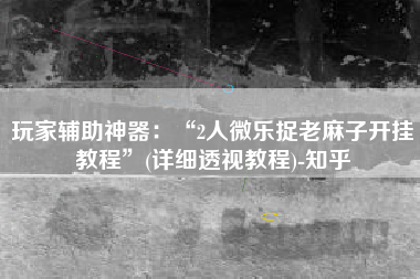 玩家辅助神器：“2人微乐捉老麻子开挂教程	”(详细透视教程)-知乎