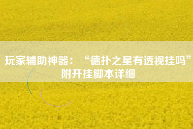 玩家辅助神器：“德扑之星有透视挂吗”附开挂脚本详细