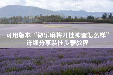 可用版本“微乐麻将开挂神器怎么样”详细分享装挂步骤教程