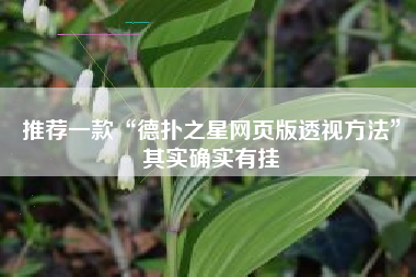 推荐一款“德扑之星网页版透视方法”其实确实有挂