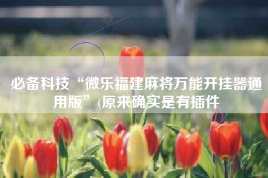 必备科技“微乐福建麻将万能开挂器通用版”(原来确实是有插件