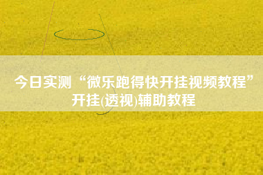 今日实测“微乐跑得快开挂视频教程	”开挂(透视)辅助教程